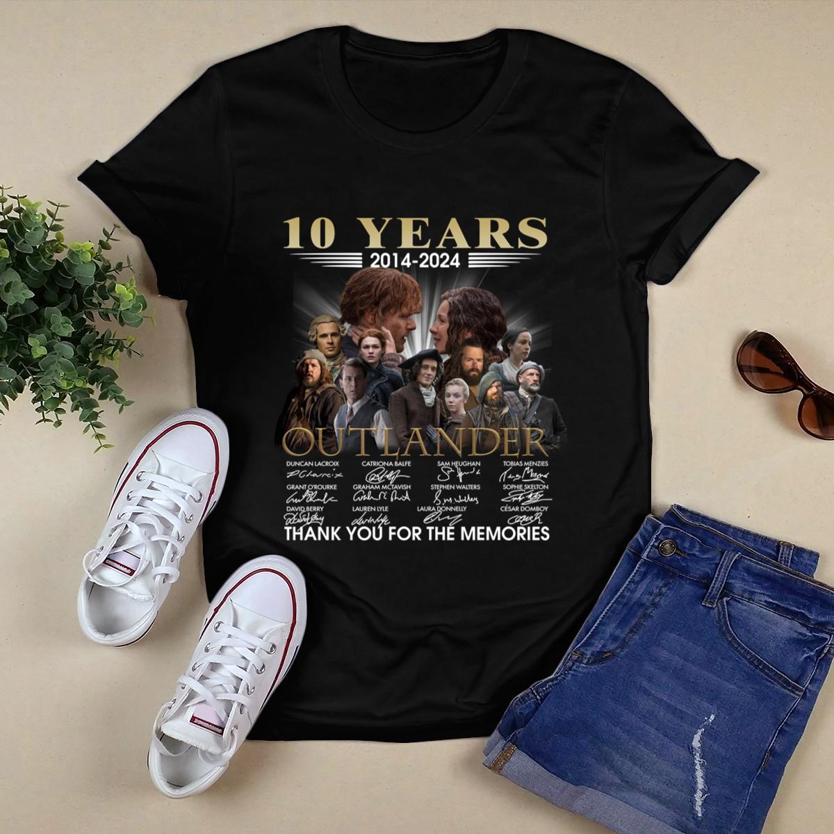 10 Years 2014 2024 Outlander Thank You For The Memories Signatures Shirt,Tour 2024 Shirt 
