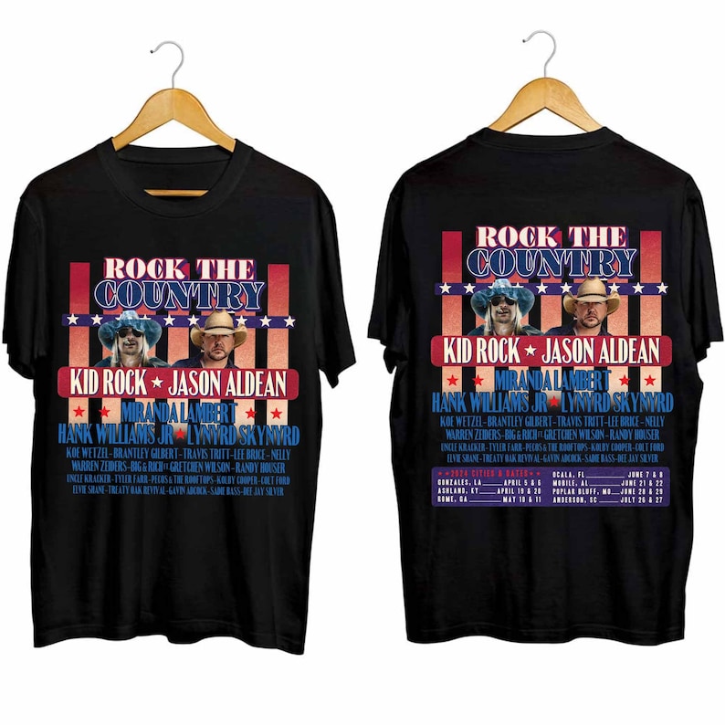 Kid Rock And Jason Aldean Rock The Country 2024 Shirt, Kid Rock Jason Aldean 2024 Concert Shirt, Kid Rock Fan Shirt