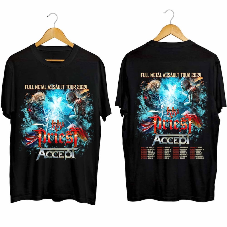 Kk?S Priest And Accept - 2024 Full Metal Assault Tour Shirt, Kk?S Priest Band Fan Shirt, Kk?S Priest 2024 Tour Shirt