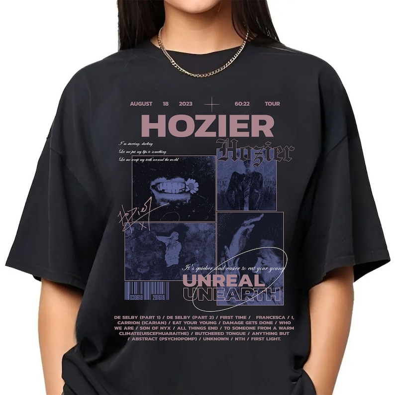 Unreal Unearth Gift Fans Hozier Music, Hozier Unisex Gift Bootleg Hozier Album Tshirt, Hozier Shirt
