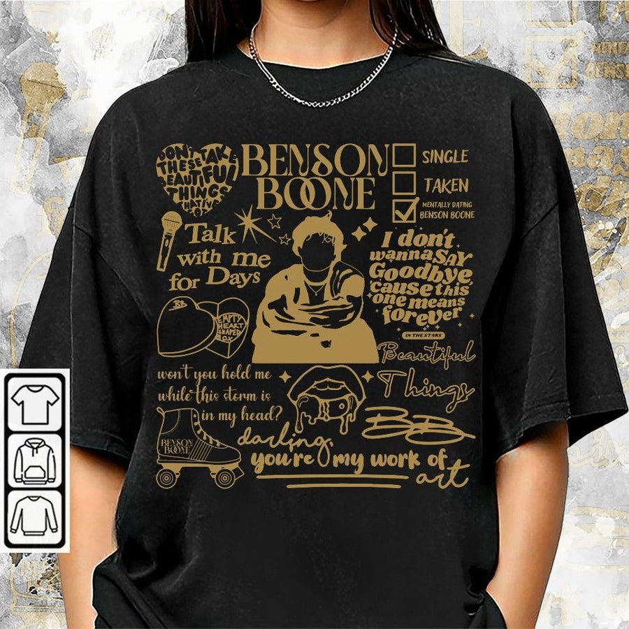 New Blvckstyle Benson Boone Doodle Art Fireworks And Rollerblades World Tour 2024 Concert Unisex Shirt