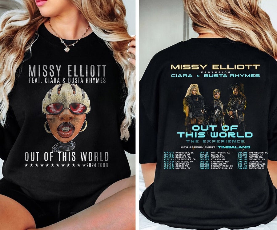 New 2024 Tour Missy Elliott X Ciara & Busta T-Shirt, Out Of This World 2024 Tour Shirt V4, Missy Elliott Rap Tour Merch, Missy Elliott Fan Gift
