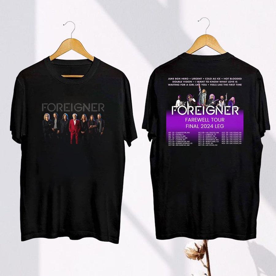 New Farewell Tour 2024 Foreigner T-Shirt, Foreigner Band 2024 Concert, Foreigner Fan Gift Shirt, Rock Band Foreigner Shirt, Foreigner Band Merch