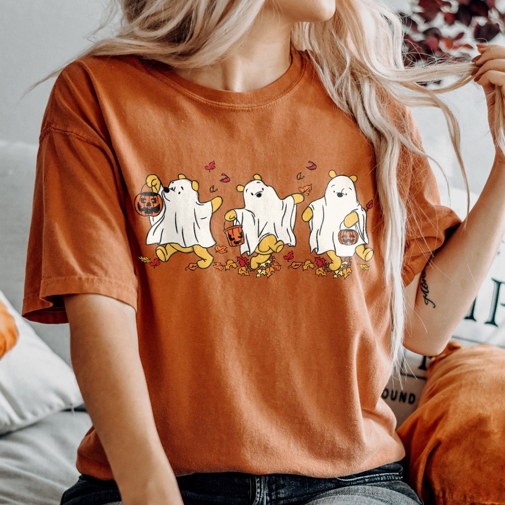 Retro Pooh Ghost Winnie The Pooh Spooky Season Shirt, Pooh Shirt, Cute Fall Shirt, Halloween Women'S Shirt