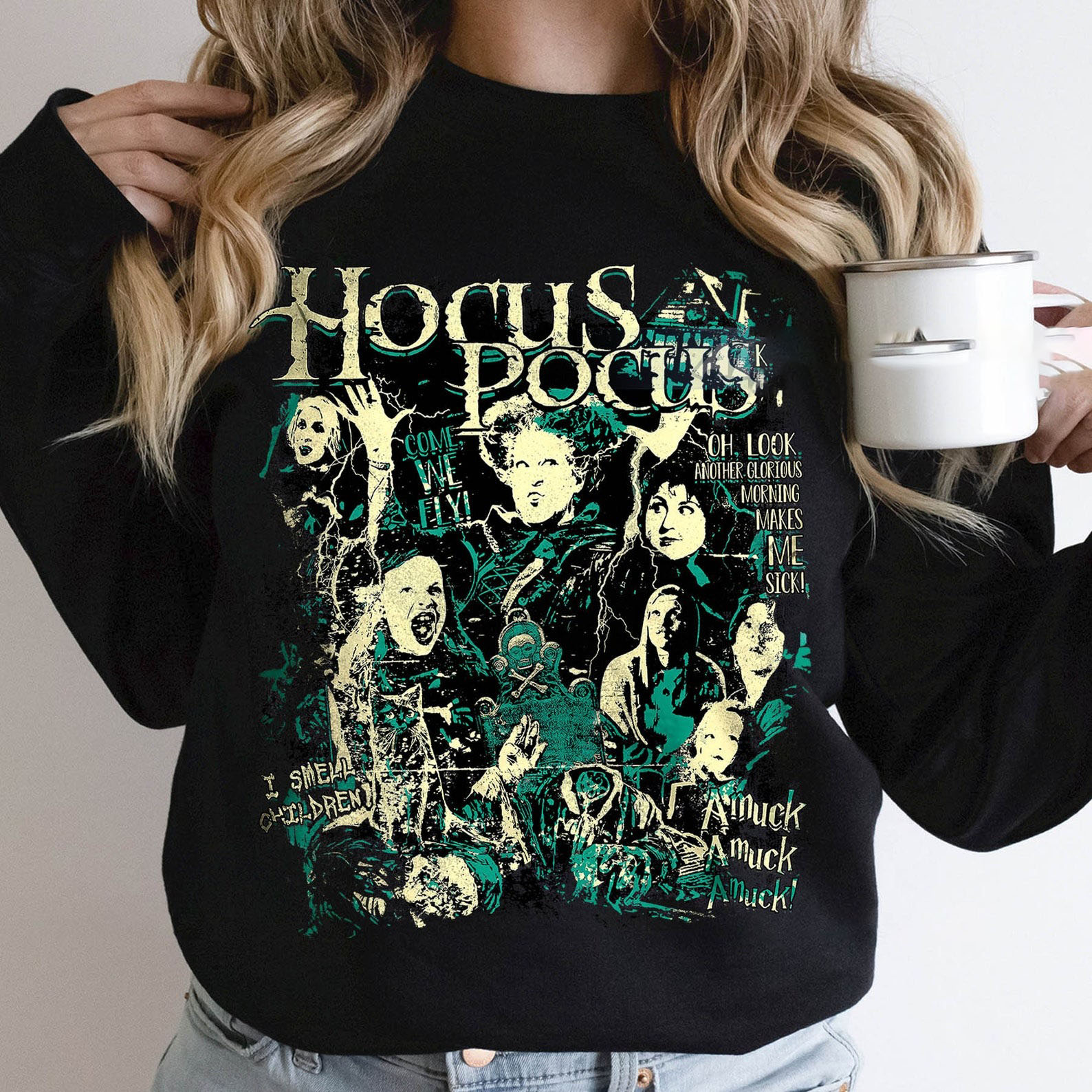 Vintage Hocus Pocus Sweatshirt, It Just A Bunch Of Hocus Pocus Tarot Card Halloween Sweater