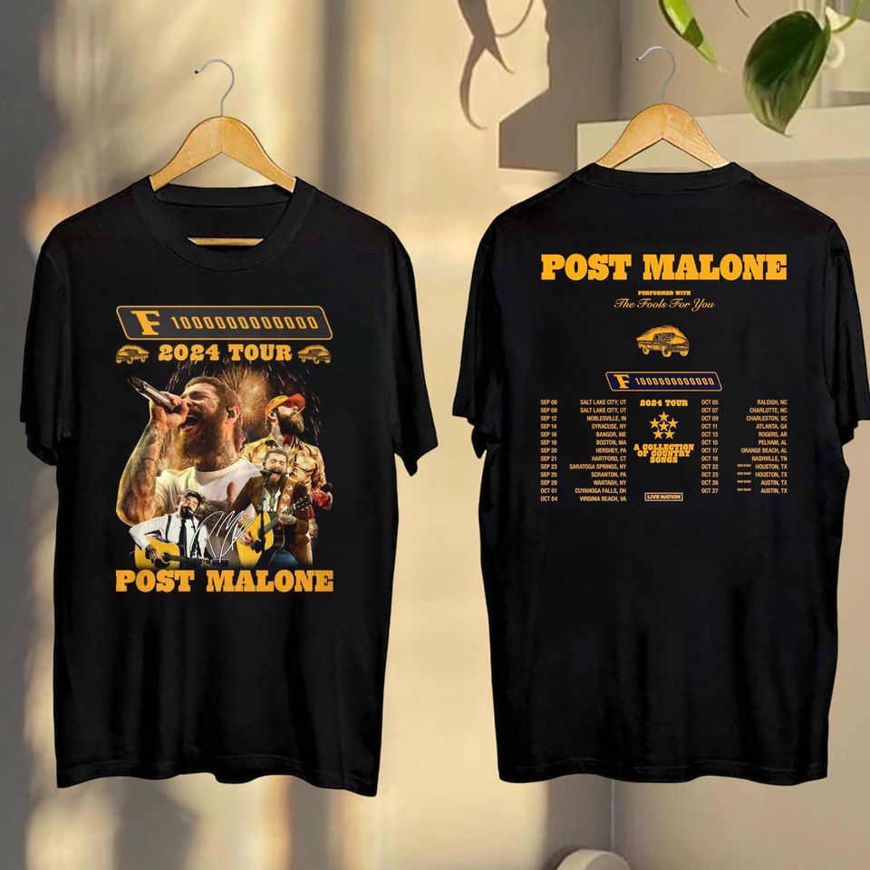 Vintage Post Malone The F-1 Trillion Tour 2024 Shirt, Post Malone Tour Fan Gift, Post Malone Hits The Road For F-1 Trillion 2024 Tour Merch