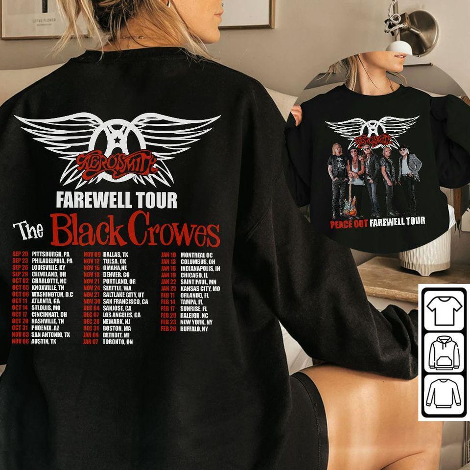 New Aerosmith Tour 2024 2025 Sweater Aerosmith Peace Out Farewell Tour Gift For Fan Concert 2 Side Unisex Sweatshirt