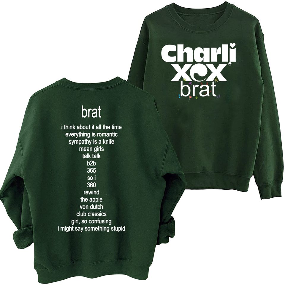 Charli Xcx Brat 2024 Tour Sweater Oversized Harajuku Round Neck Sweatshirts, Music Tour Fans