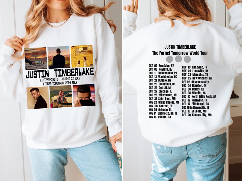 New 2024 Justin Timberlake Fall Tour Sweater Forget Tomorrow World Tour Sweater Unisex Graphic Sweatshirt