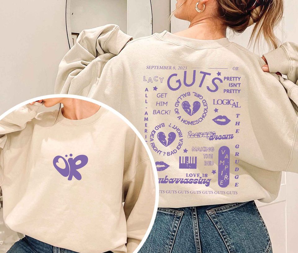 Olivia Rodrigo Guts Sweater Olivia Rodrigo Guts Merch, Guts Tour 2024 Sweater Guts World Tour 2024 Sweater Olivia Rodrigo Album Guts Sweatshirt