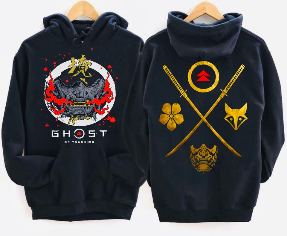 Ghost Anime Hoodie,Of Tsushima Hoodie, Jin Sakai Hoodie, Sakai Clan, Japan Hoodie Clothing, Gift Ideas, Oni Hoodie, Unisex Hoodie