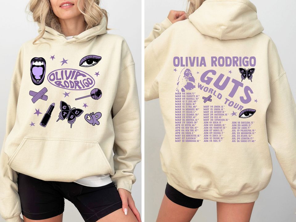 Two-Sided Olivia Rodrigo Guts Tour 2024 Hoodie, The Guts World Tour 2024 Hoodie, Olivia Rodrigo Hoodie, Guts Tour 2024