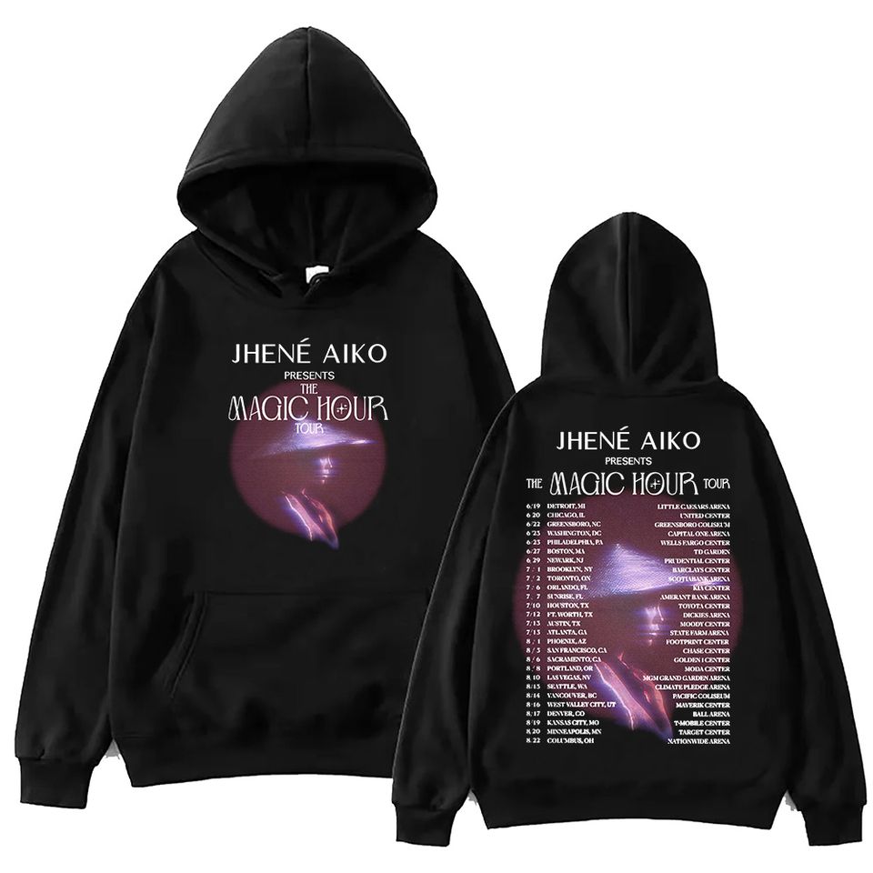 New Jhene Aiko The Magic Hour 2024 Tour Hoodie, Unisex Harajuku Pullover Tops Long Sleeve Hoodies, Muisc Tour Fans Gift