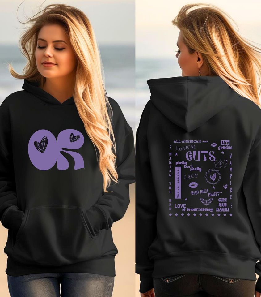 Olivia Rodrigo Guts Tour 2024 Two-Sided Hoodie, The Guts World Tour 2024 Hoodie, Olivia Rodrigo Hoodie, Guts Tour 2024