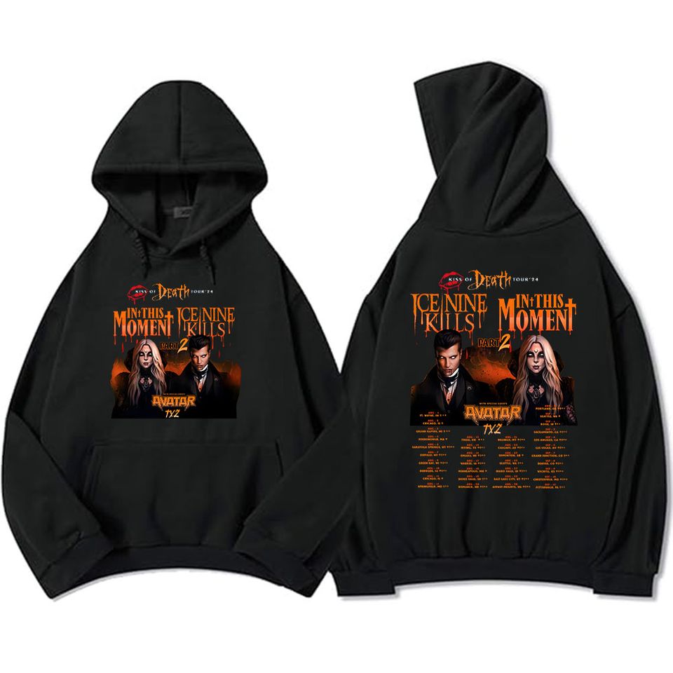 Kiss Of Death Tour 2024 Hoodies Ice Nine Rock Band Hoodie In This Moment Hip Hop Pullovers Men/Women Clothes Graphic
