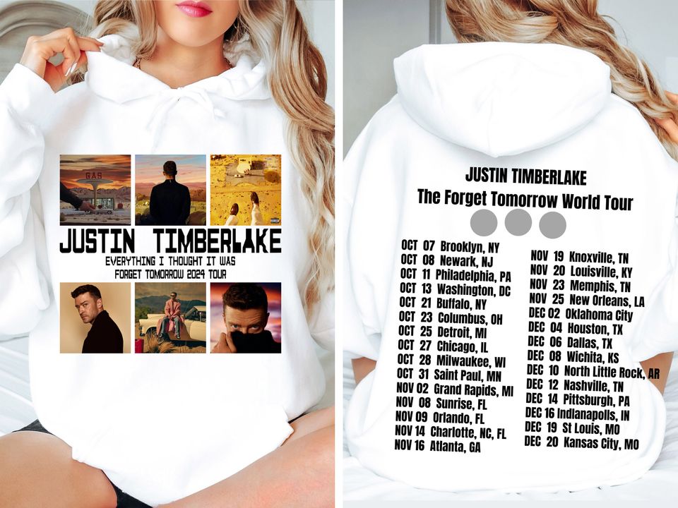 New 2024 Justin Timberlake Fall Tour Hoodie, Forget Tomorrow World Tour Hoodie, Unisex Graphic Hoodie