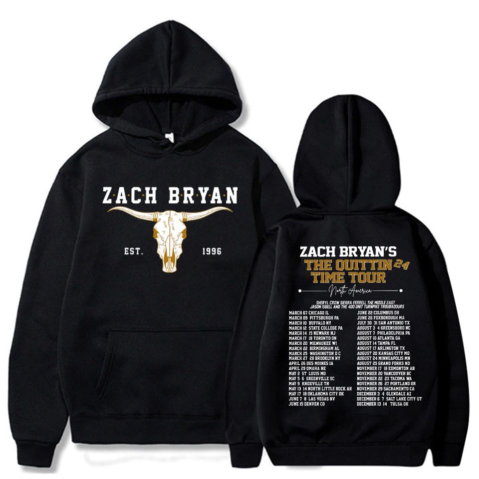 New Zach Bryan The Quittin Time Tour 2024 Hoodie Zach Bryan Hoodie Zach Bryan Merch Fan Gift Pullover Tops Unisex