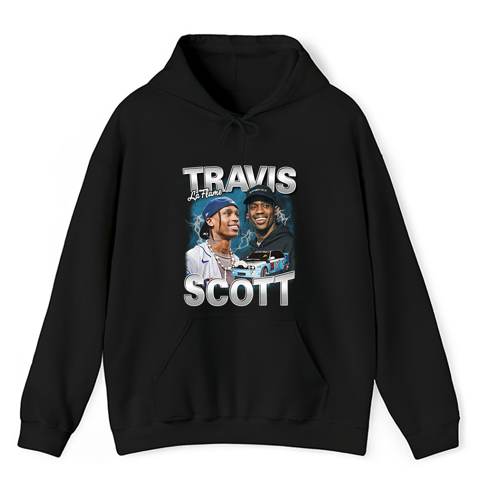Vintage Travis Scott Fan Hoodie, Travis Scott La Flame Cactus Jack Trav Scott Squad Unisex Hoodie