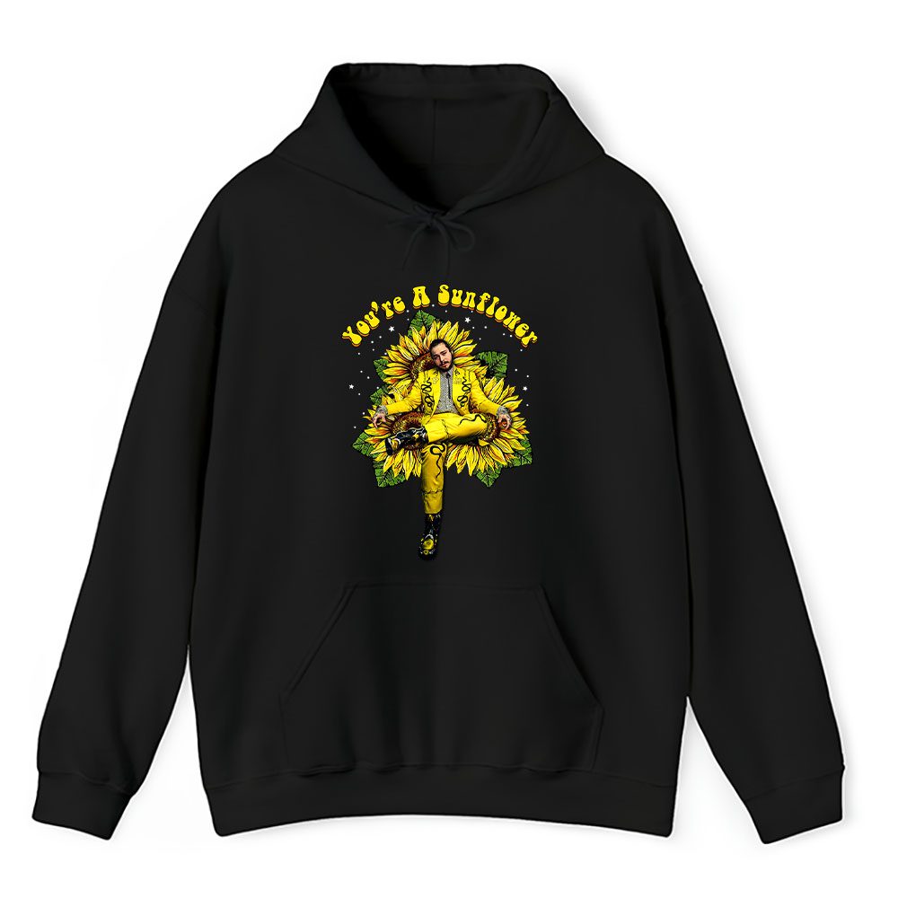 Vintage Post Malone Fan Hoodie, Post Malone Youre Sun Flowers Posty Black Unisex Hoodie
