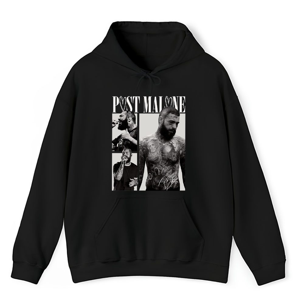 Vintage Post Malone Fan Hoodie, Post Malone Posty Retro Super Bowl Black Unisex Hoodie