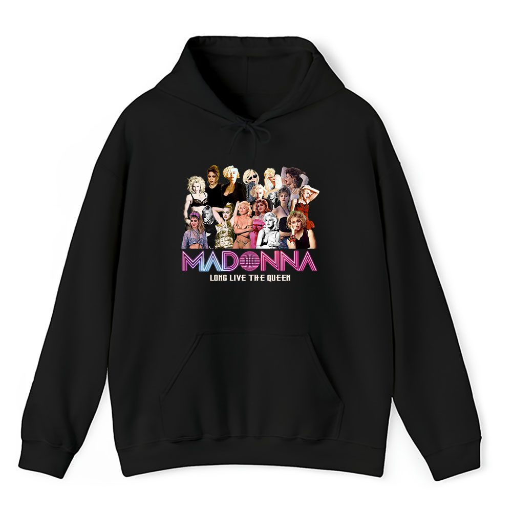 Vintage Madonna Long Fan Hoodie, Madonna Long Live The Queen Black Unisex Hoodie
