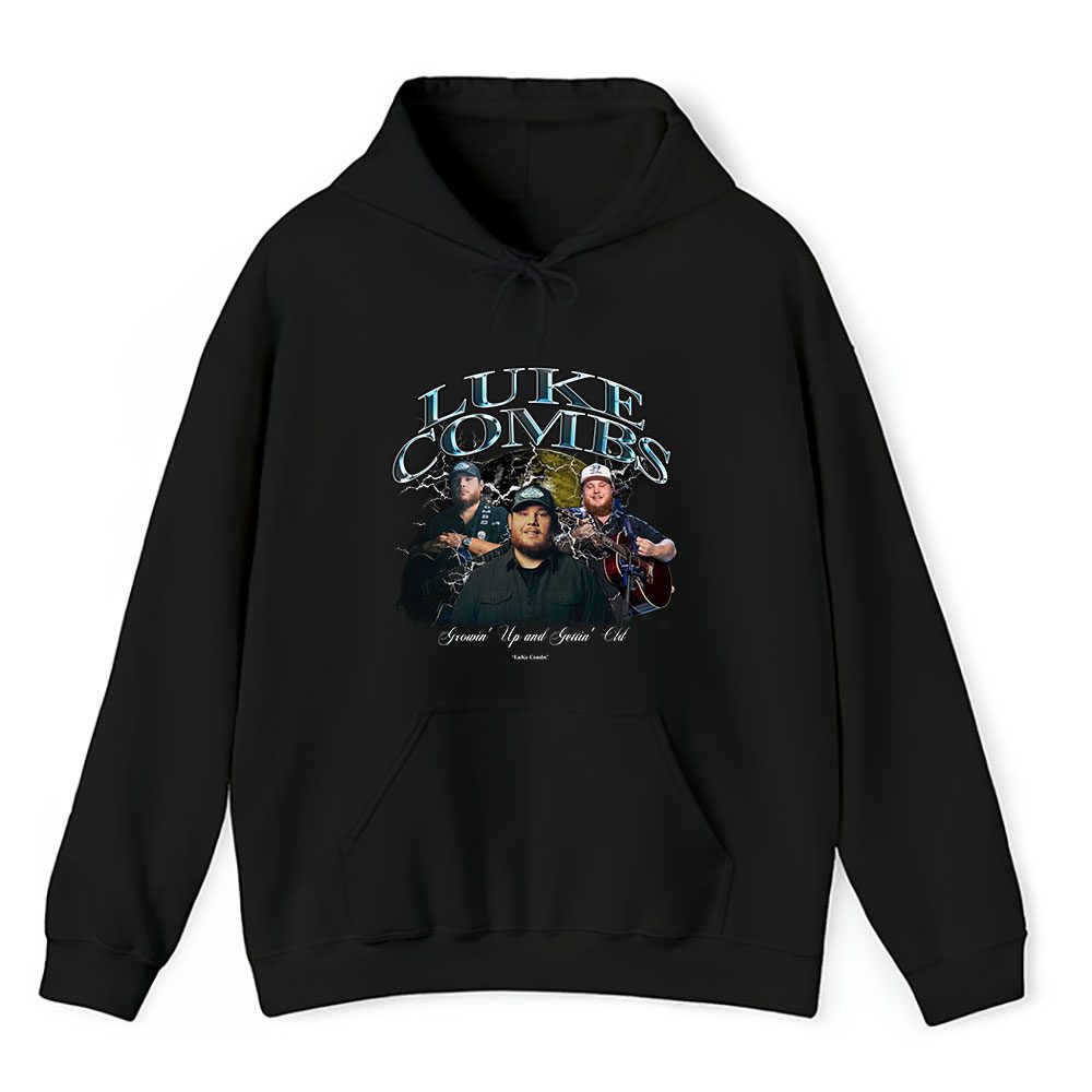 Vintage Luke Combs Fan Hoodie, Luke Combs Growin Up And Gettin Old Unisex Hoodie