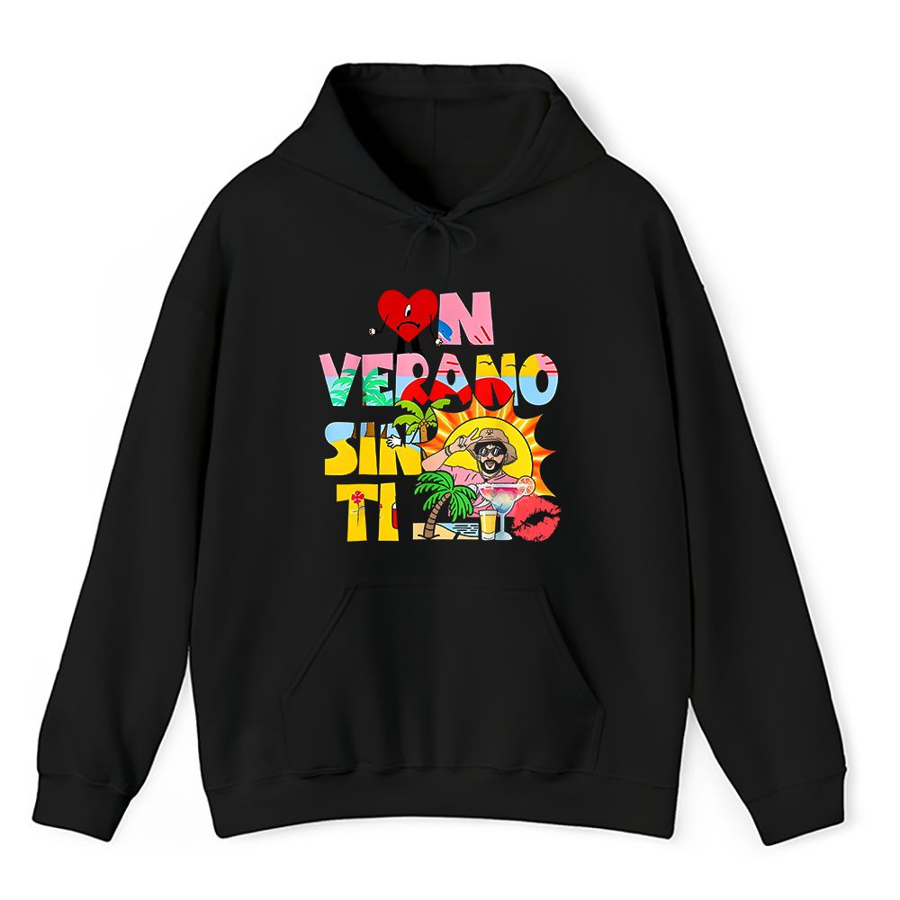 Vintage Bad Bunny Fan Hoodie, Bad Bunny Un Verano Sin Ti Black Unisex Hoodie