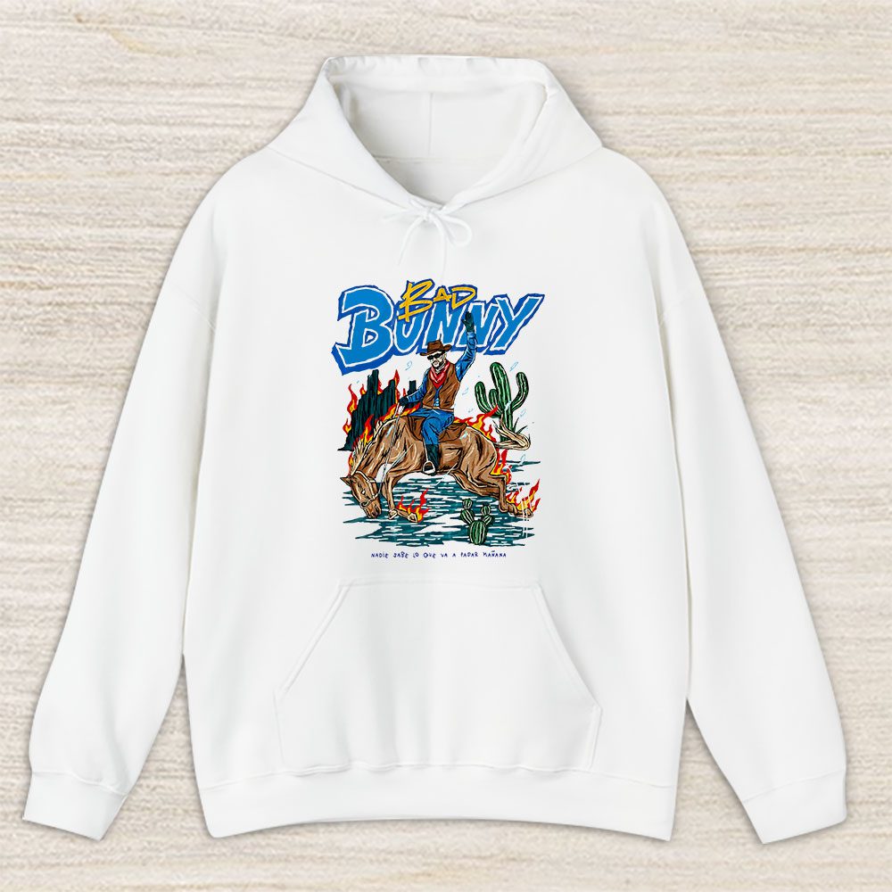 Vintage Bad Bunny Fan Hoodie, Bad Bunny Nadie Sabe White Unisex Hoodie