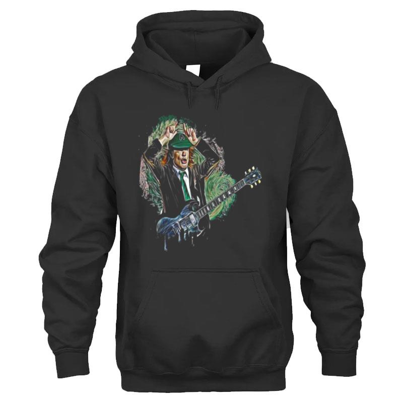 Vintage Angus Young Fan Hoodie, Angus Young From Rock Band Acdc 90S Unisex Hoodie