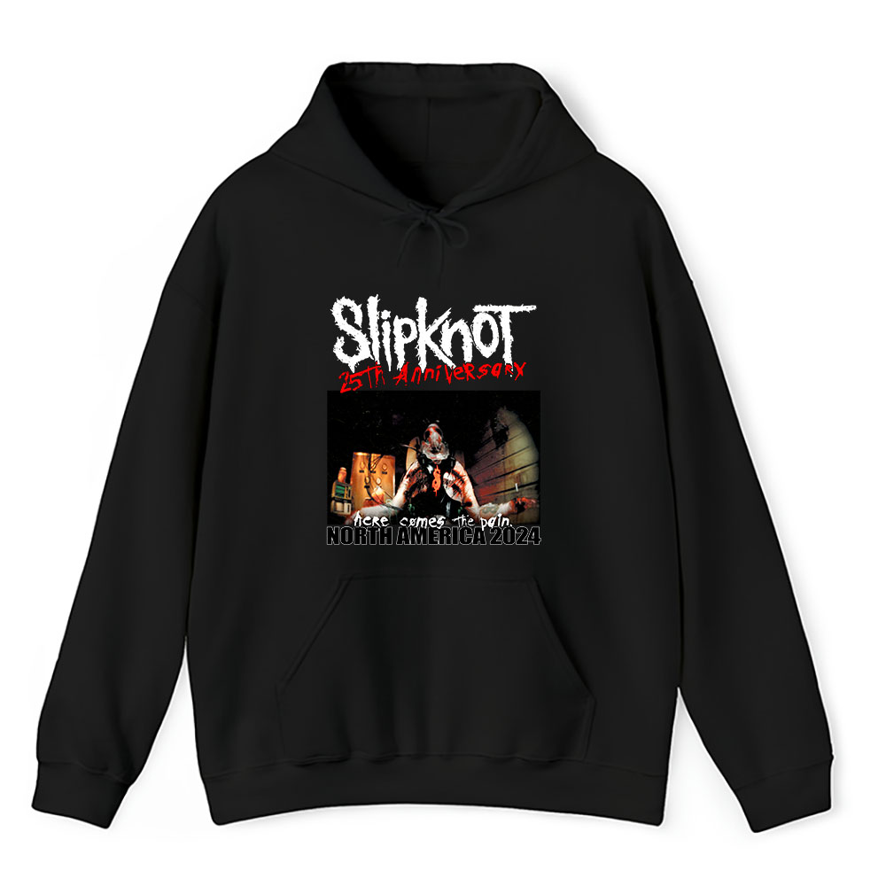 Vintage Slipknot Here Fan Hoodie, Slipknot Here Comes The Pain 25th Anniversary Tour 2024 Unisex Hoodie