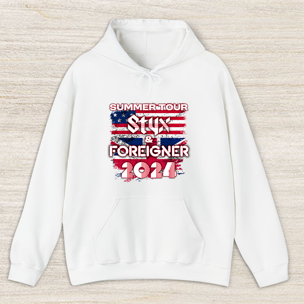 Vintage Styx And Fan Hoodie, Styx And Foreigner Band Summer 2024 Tour Renegades Juke Box Heroes Unisex Hoodie
