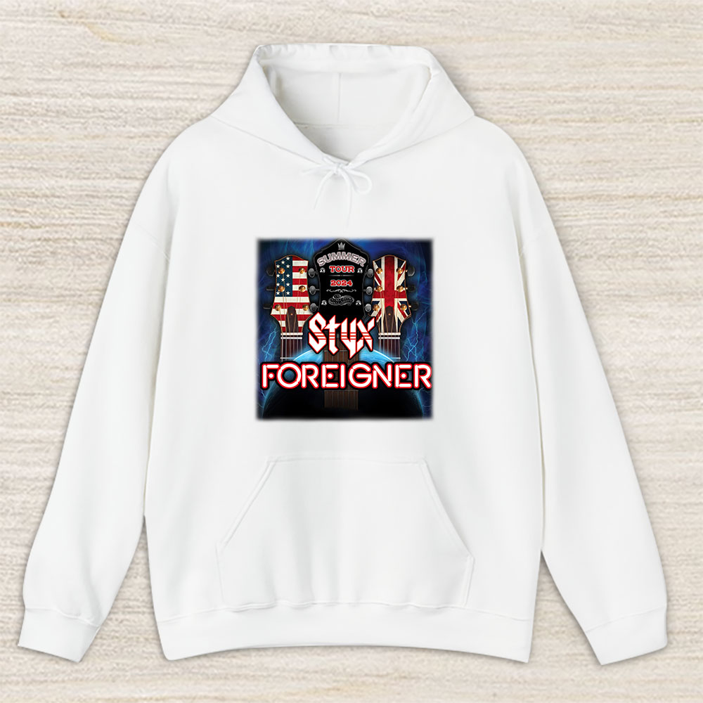 Vintage Styx And Fan Hoodie, Styx And Foreigner Band Renegades Juke Box Heroes Tour 2024 Concert Unisex Hoodie
