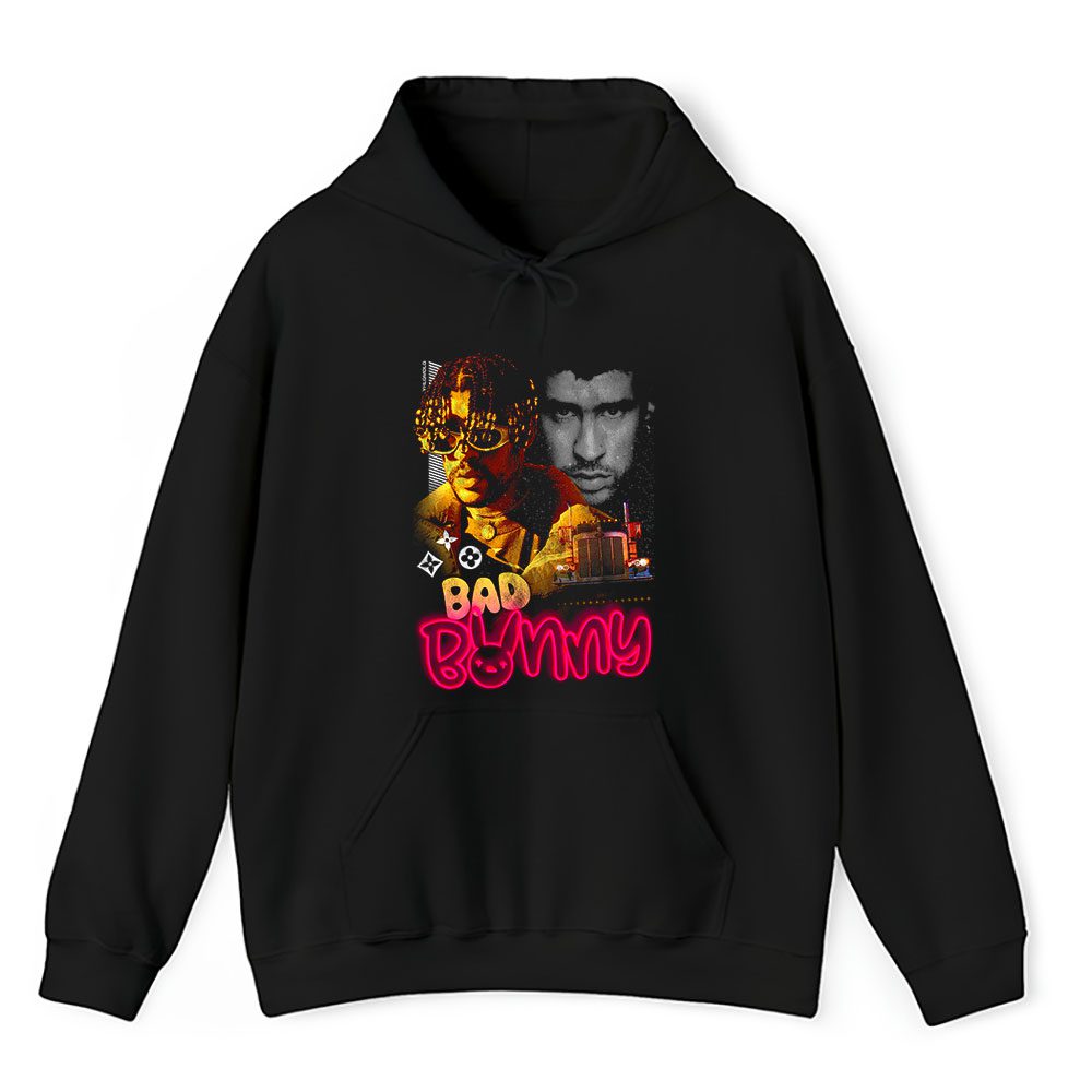 Vintage Bad Bunny Fan Hoodie, Bad Bunny Most Wanted Tour Bb Black Unisex Hoodie