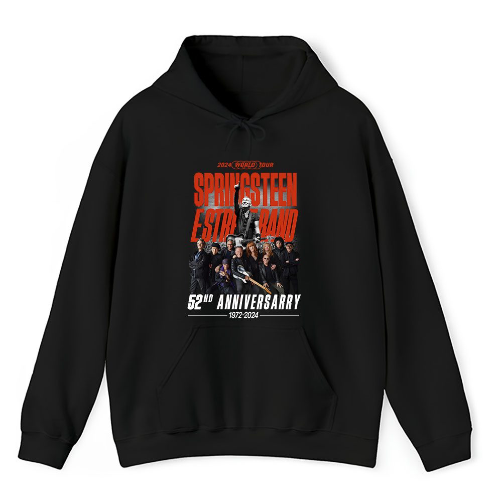 Vintage Bruce Springsteen Fan Hoodie, Bruce Springsteen The E Street Band Tour Anniversary Black Unisex Hoodie