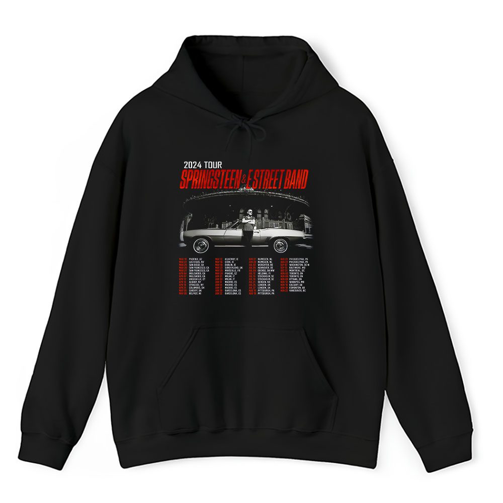 Vintage Bruce Springsteen Fan Hoodie, Bruce Springsteen The E Street Band World Tour 2024 Black Unisex Hoodie