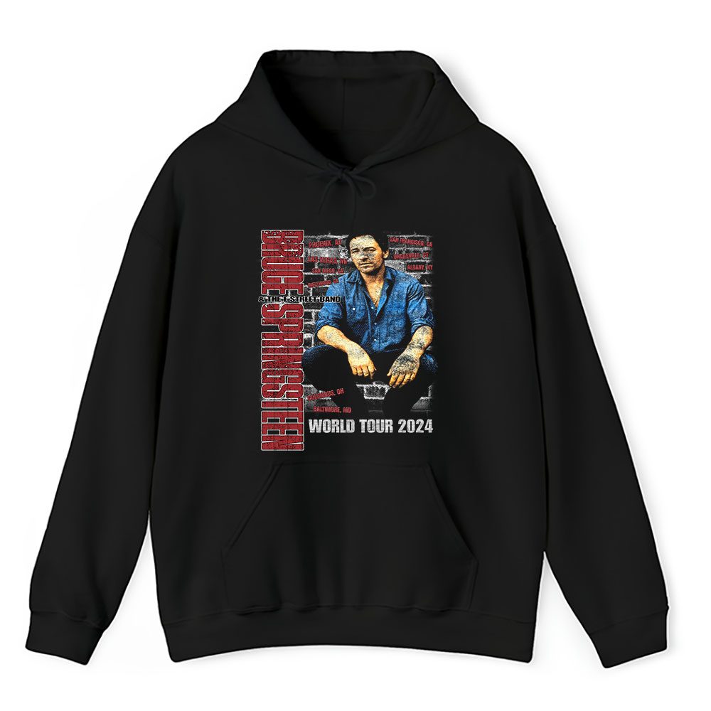 Vintage Bruce Springsteen Fan Hoodie, Bruce Springsteen The E Street Band World Tour 2024 Black Unisex Hoodie