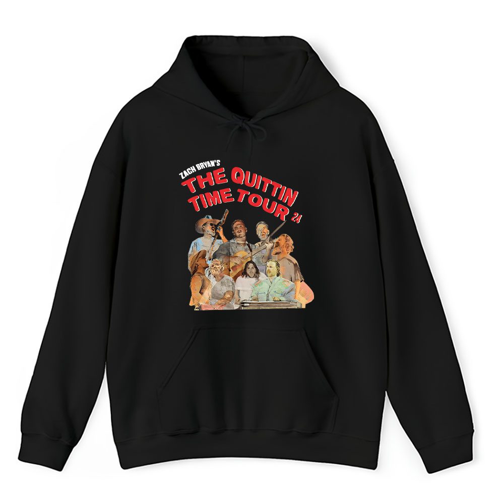 Vintage Zach Bryans Fan Hoodie, Zach Bryans The Quittin Time Tour 24 Unisex Pullover Hoodie