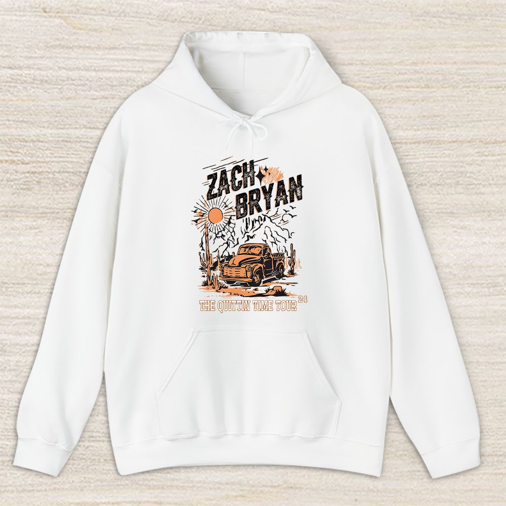 Vintage Zach Bryans Fan Hoodie, Zach Bryans The Quittin Time Tour 24 Unisex Pullover Hoodie