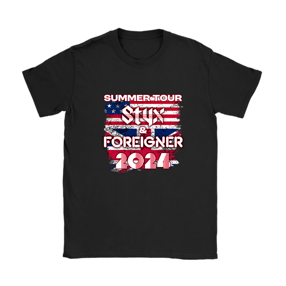 Styx And shirt, Styx And Foreigner Band Summer 2024 Tour Renegades Juke Box Heroes Unisex T-Shirt Cotton Tee