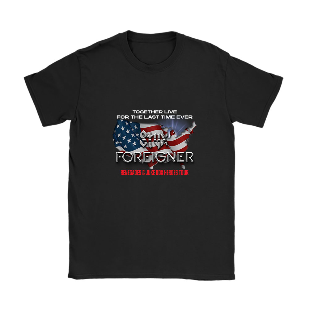 Styx And shirt, Styx And Foreigner Band Renegades Juke Box Heroes Tour 2024 Concert Unisex T-Shirt Cotton Tee