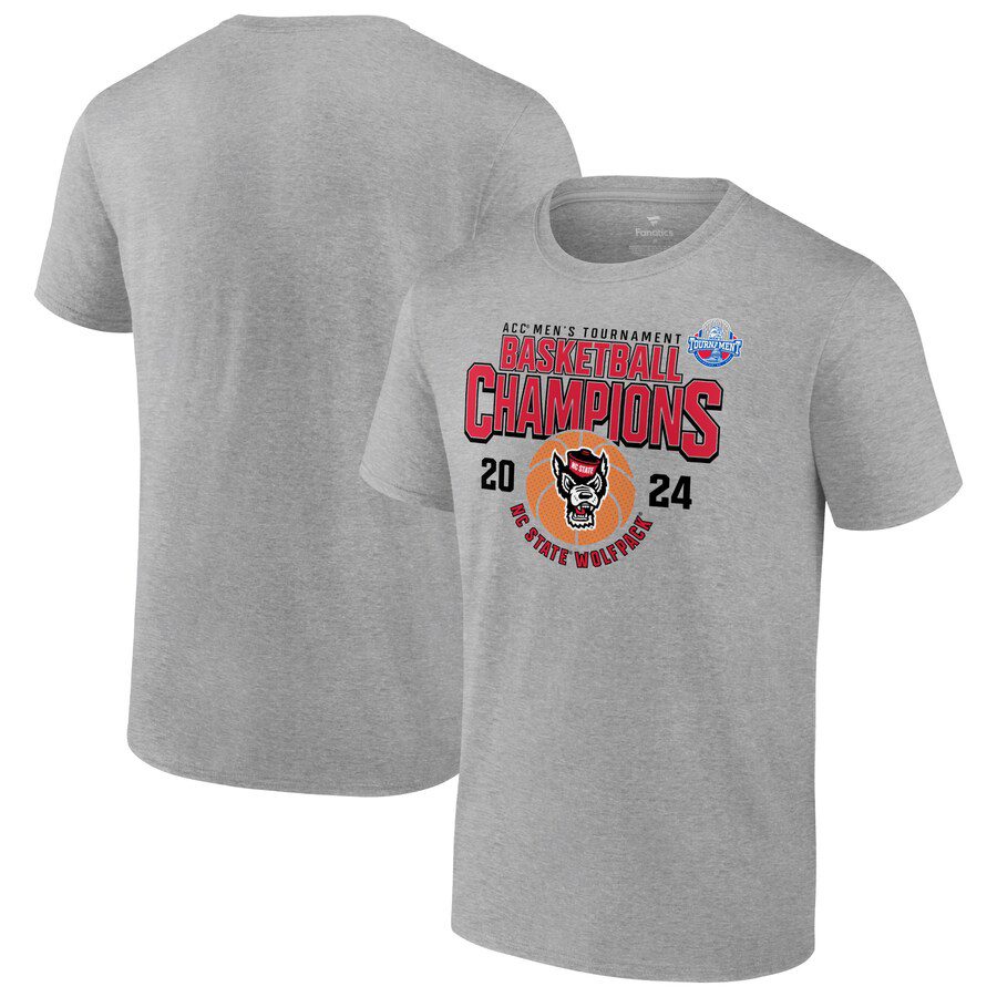 New NC State shirt, NC State Wolfpack 2024 ACC Basketball Conference Tournament Champions Unisex T-Shirt- Heather Gray