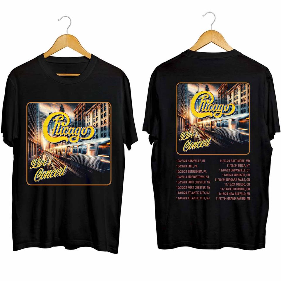 New Chicago 2024 Tour Double Sided T-shirts, Chicago Band Fan Shirt