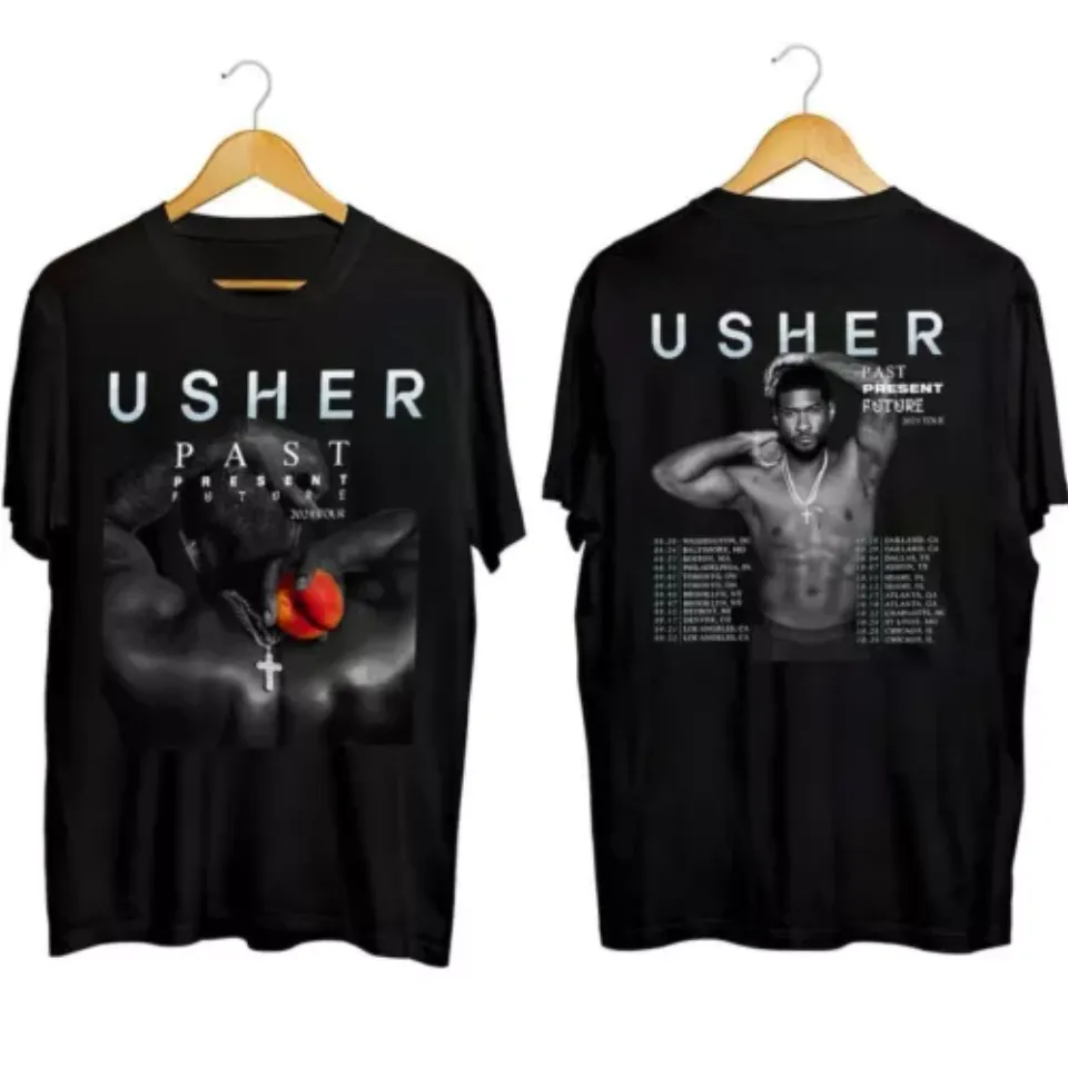 New Usher Past Present Future Tour 2024 Double Sided Shirt