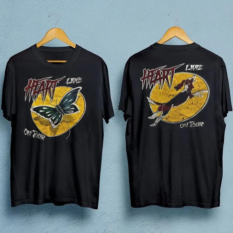 New Heart band Dog And Butterfly Ann Nancy Wilson T-shirt Black Gift Fans