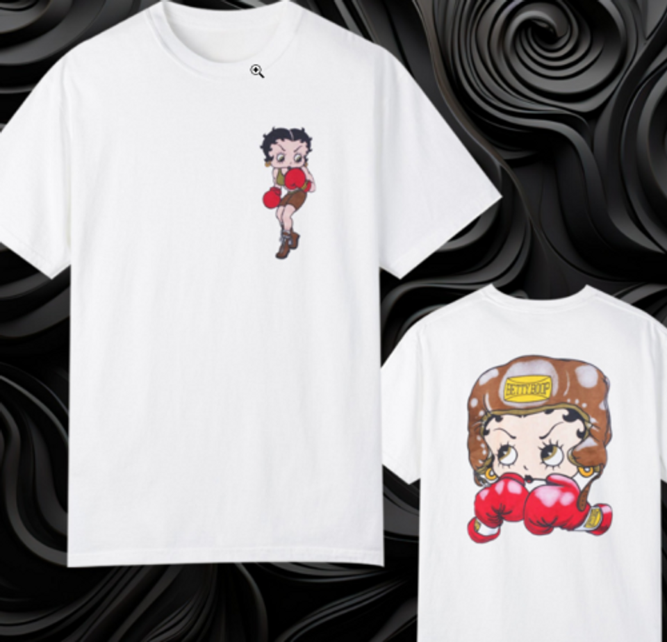 New Vintage Betty’ Boop’ Boxing Double-Sided T-shirt Double Sided