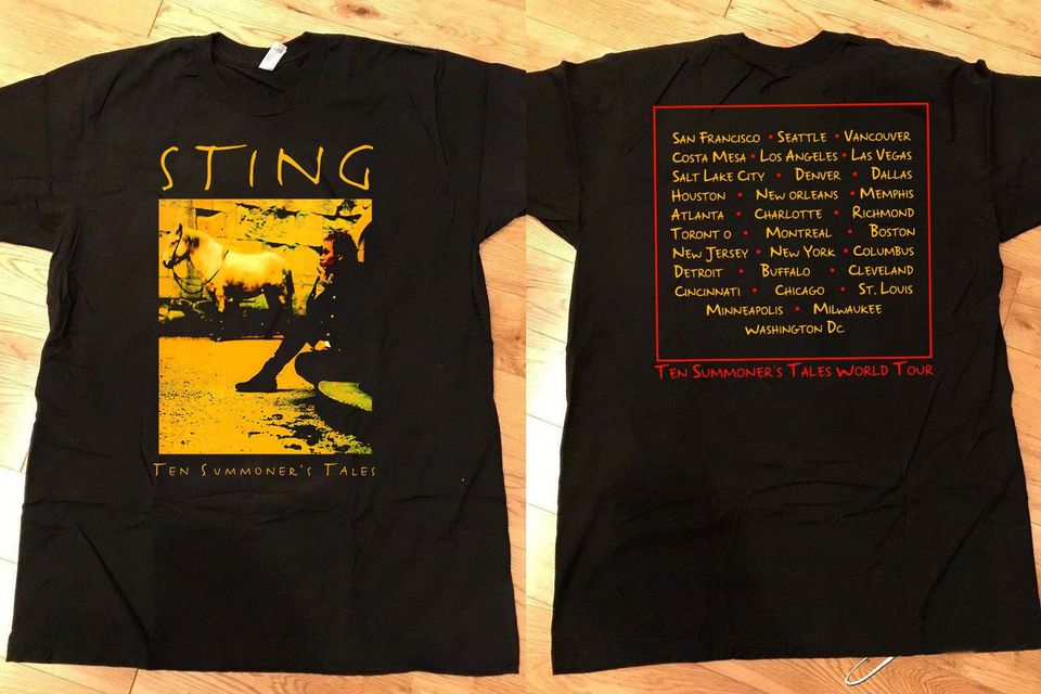 New 1993 Sting Ten Summoner’s Tales World Tour Concert T-Shirt, Sting Tour 1993 T-Shirt