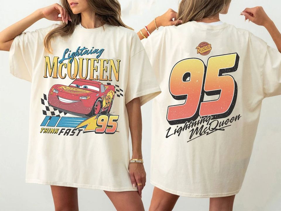 New Two sided Vintage Lightning Mcqueen Shirt