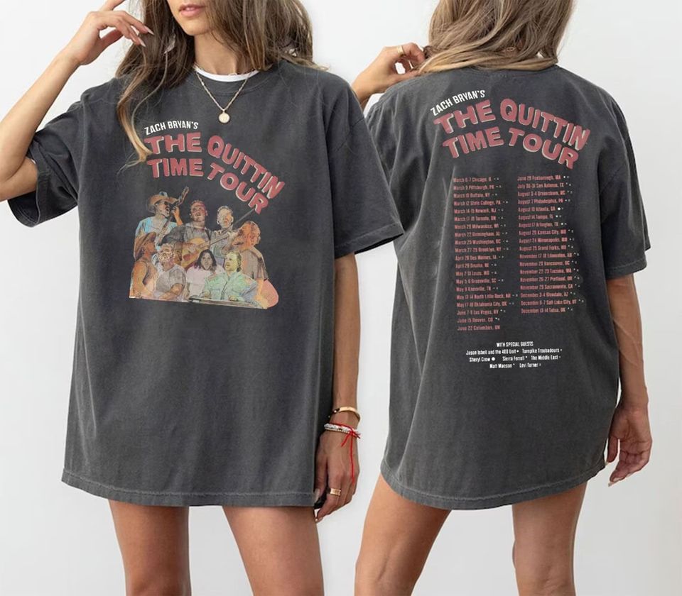 New Zach Bryan The Quittin Time Tour 2024 Front And Back Shirt