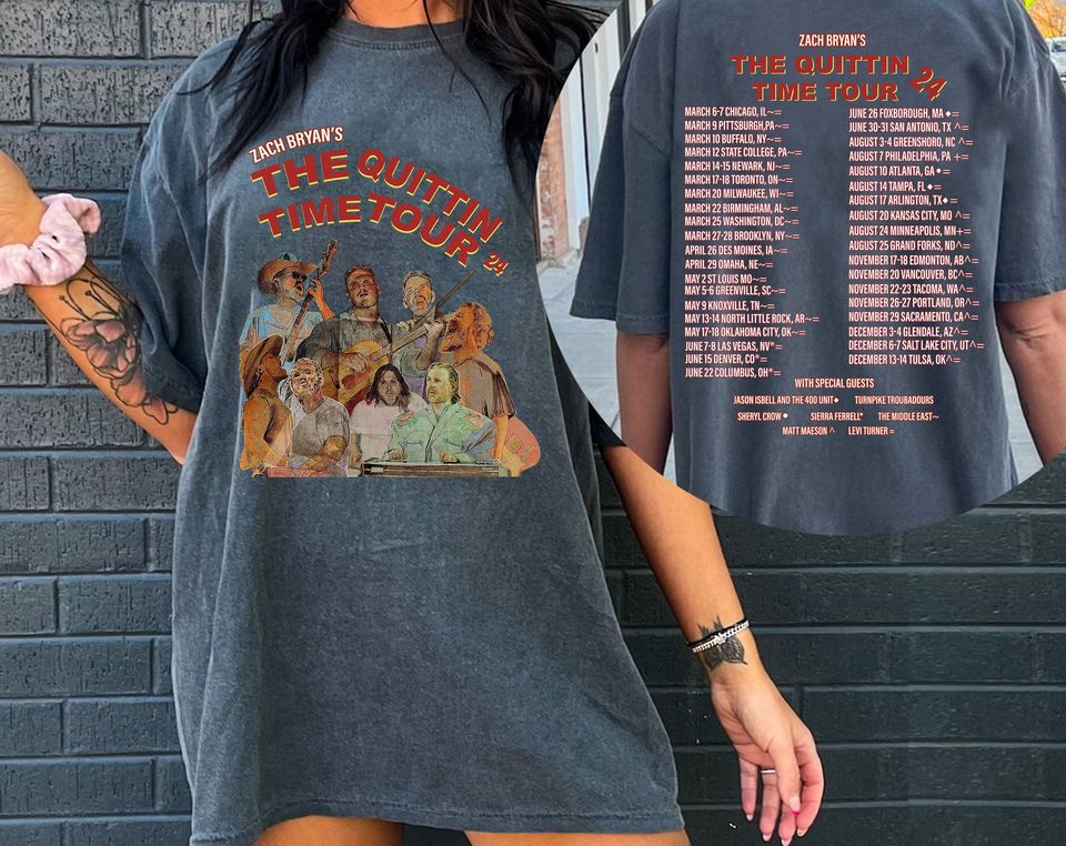 Zach Bryan The Quittin Time Tour 2024 Back And Front T Shirt