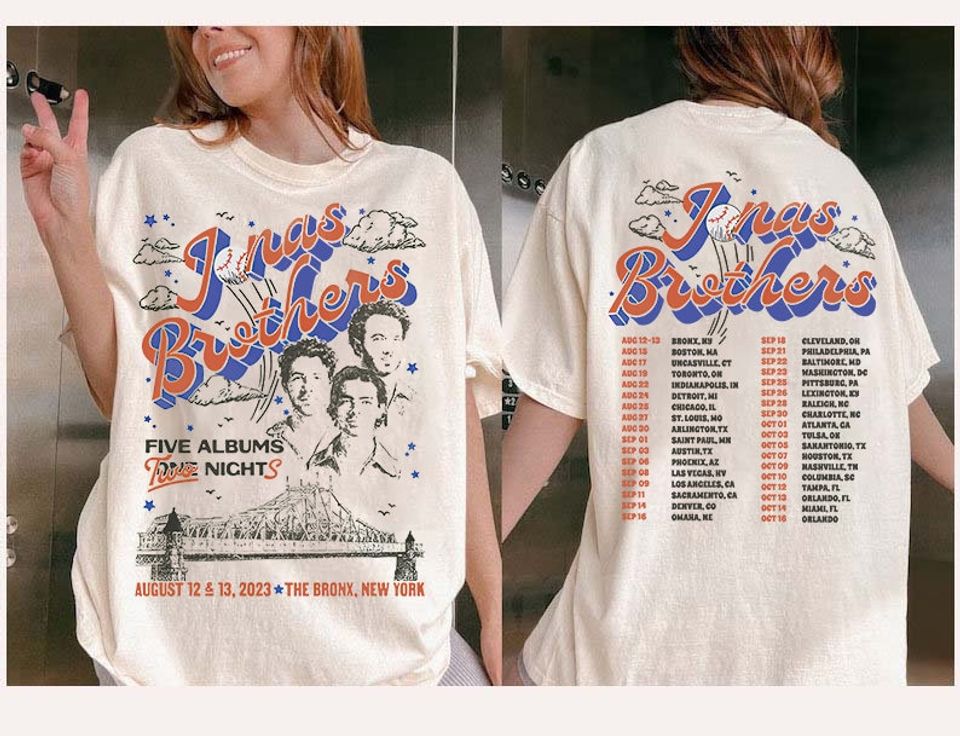 Vintage Jonas Brothers Shirt, Jonas Five Albums One Night Tour Shirt